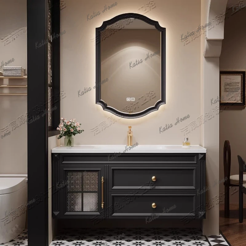 Home Bathroom Vanity Combo - ตู้เก็บของในห้องน้ำ YJ ตู้ใต้อ่างล้างหน้า ตู้เก็บของในห้องน้ำแบบแคบ ตู้เครื่องแป้งสำหรับแต่งหน้าในบ้าน เฟอร์นิเจอร์ไม้สไตล์เรโทร