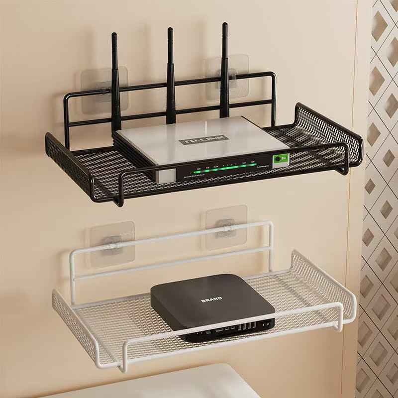 Home Bathroom Organizer - ชั้นวางเราเตอร์ติดผนังสแตนเลส ไม่ต้องเจาะ สำหรับจัดเก็บอุปกรณ์ไวไฟ ใช้ได้ในบ้าน ห้องน้ำ ห้องครัว