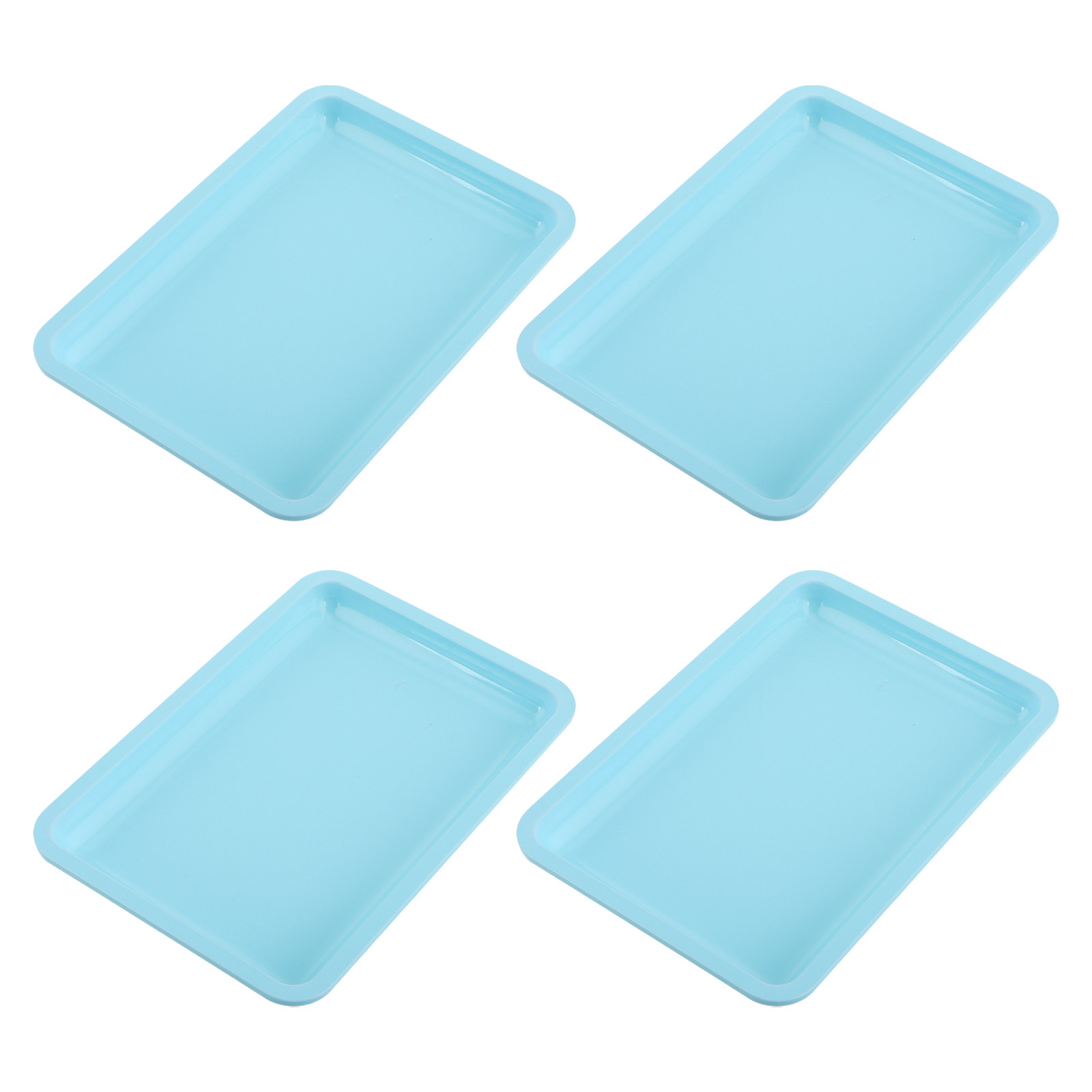 Home Bathroom Organizer - ถาดจัดเก็บอุปกรณ์ทำเล็บสแตนเลส 4 ชิ้น สำหรับจัดระเบียบอุปกรณ์ทำเล็บ ถาดโลหะสำหรับโต๊ะเครื่องแป้ง ห้องน้ำ